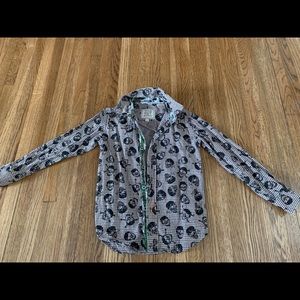 Boys button down shirt skulls and crossbones